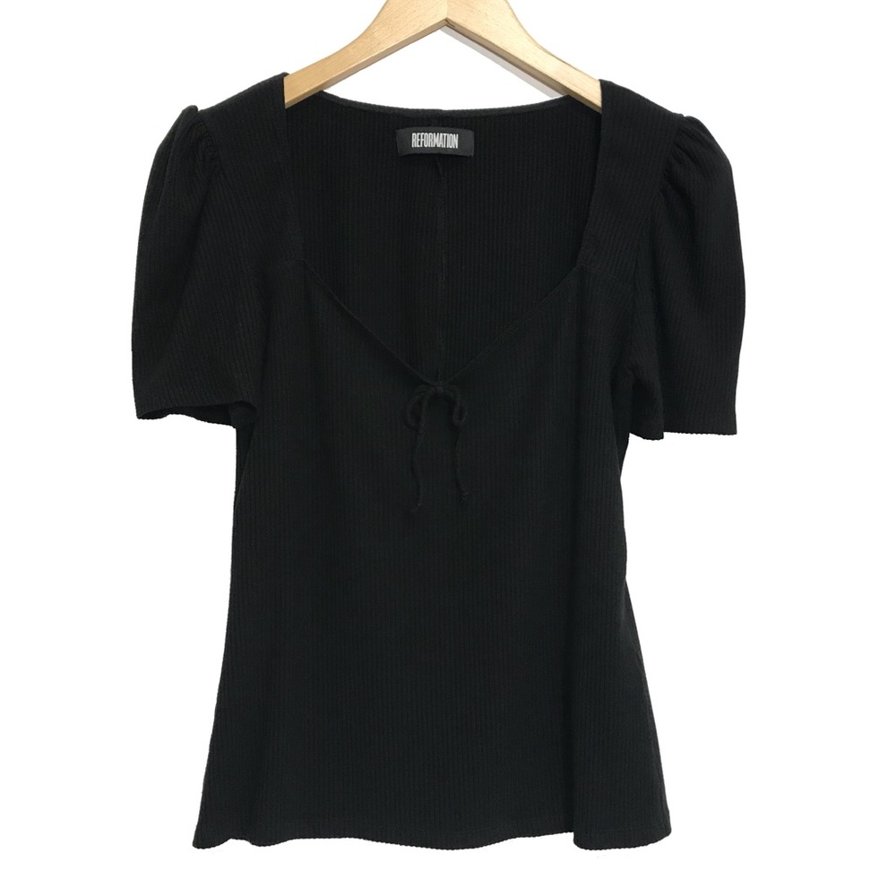 REFORMATION Ribbed Short Sleeve Top